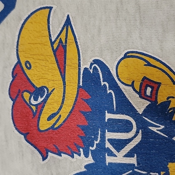 Russell Athletic | KU Kansas Jayhawks Heather Gray Crewneck Sweatshirt Size XL - Picture 5 of 5